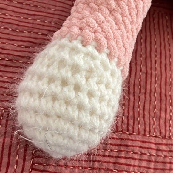 Large Pink and White handmade Crochet Bunny stuffy Toy - Picture 10 of 11